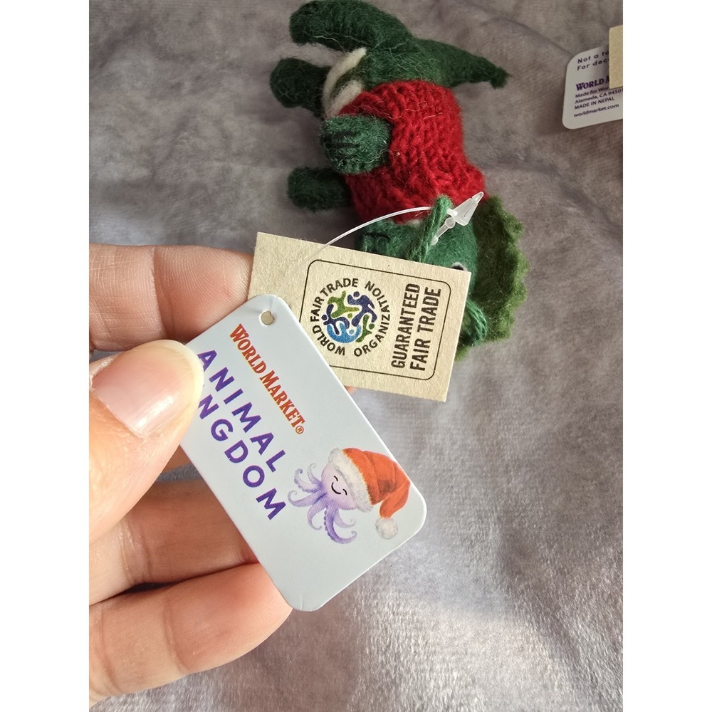 World Market Wool Dinosaur with Sweater Ornaments Set of 2 - Picture 12 of 15
